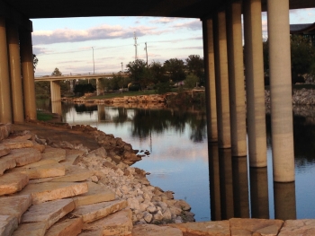 under river bridge downtown